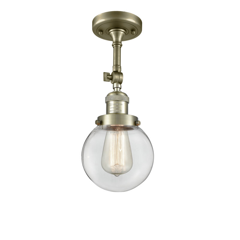 Clementina Glass Semi Flush Mount, Antique Brass, 16.25" H x 8" W x 8" D, Clear