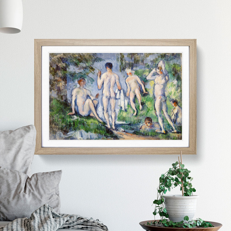 Bathers Vol.5 by Paul Cezanne - Picture Frame Painting, Oak Framed, 27cm H x 36cm W x 2cm D