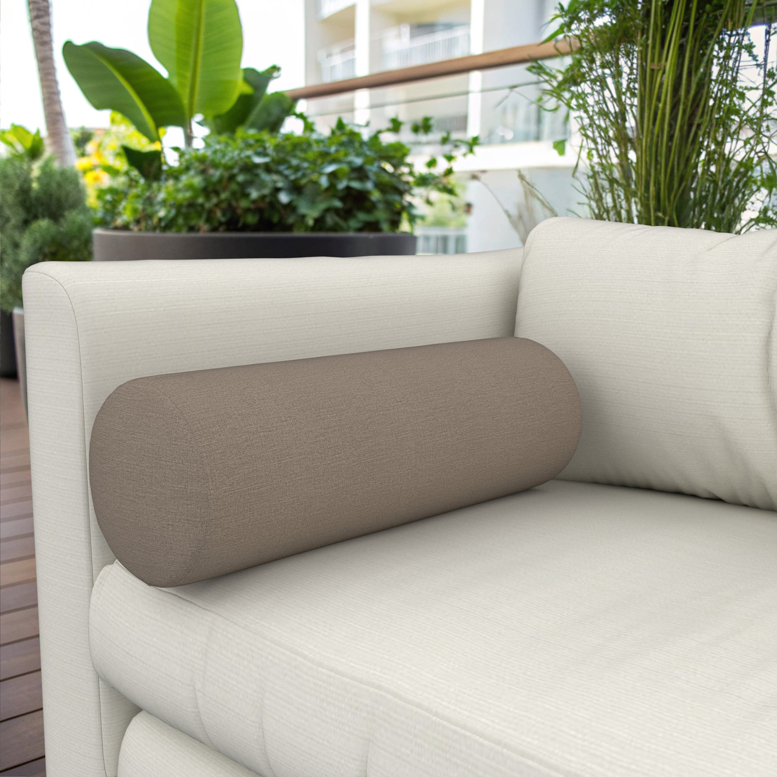 Amala Outdoor/Indoor Bolster Pillow, Cast Shale