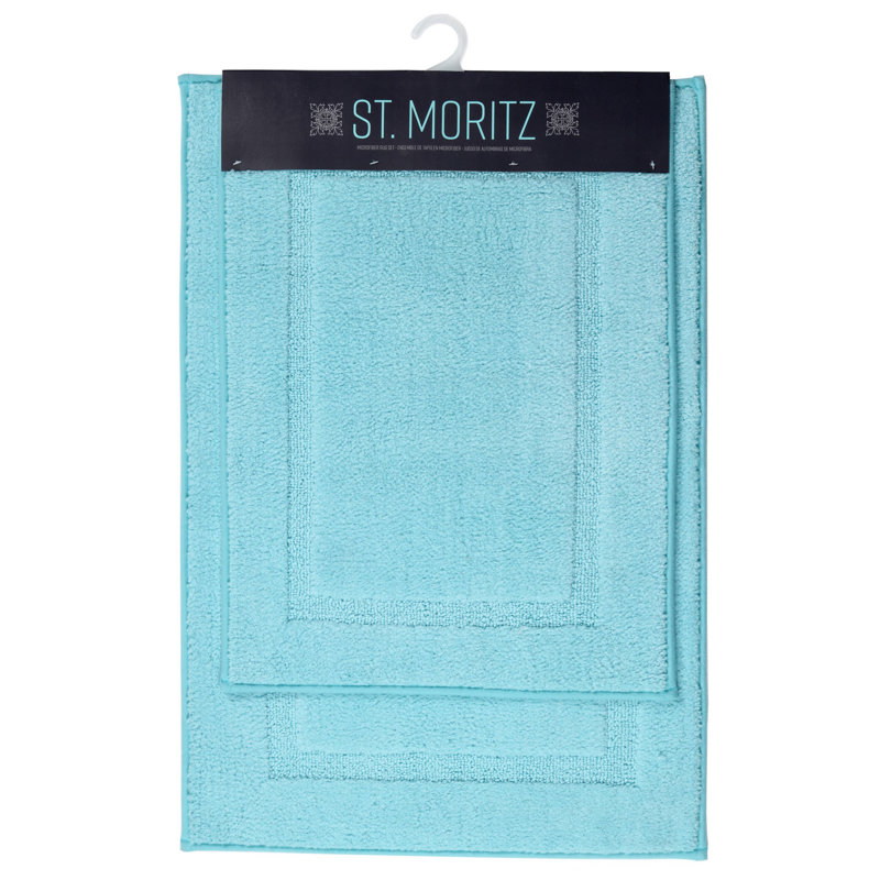 St Mortiz Microfiber Non-Slip Bath Rug, Ashley Blue