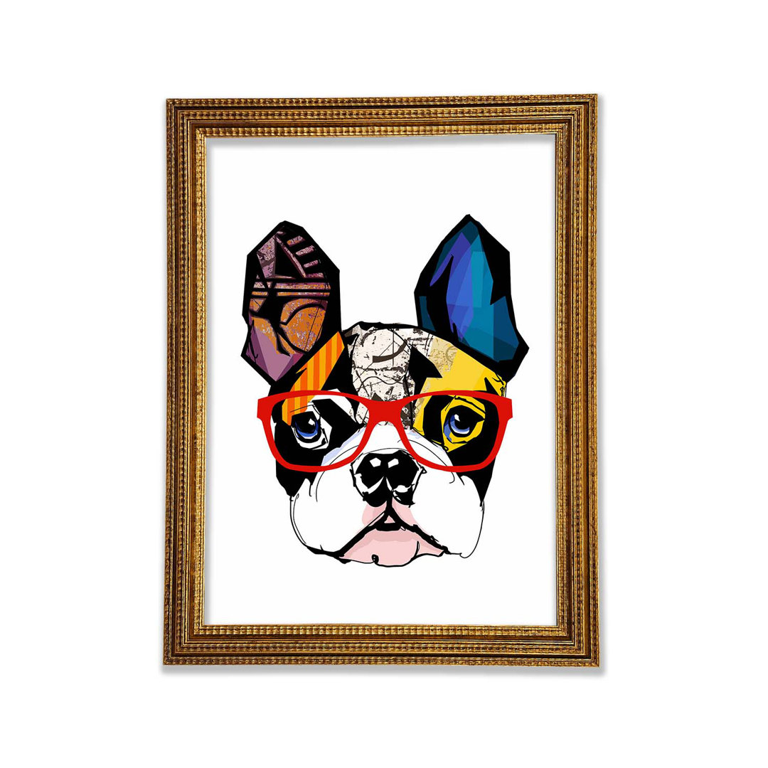 Popart Französische Bulldogge Pooch Gerahmter Druck