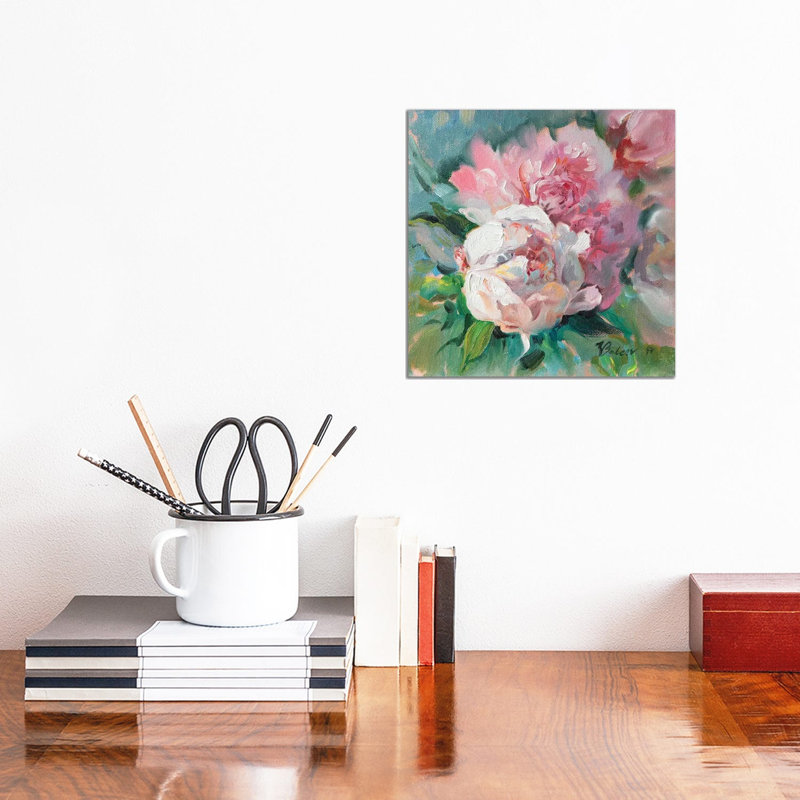 Pink Peonies by Katharina Valeeva - Wrapped Canvas Painting, 30.48 cm H x 30.48 cm W