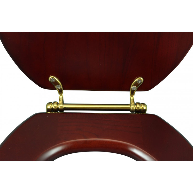 Round Toilet Seat and Lid, Brass, Cherry