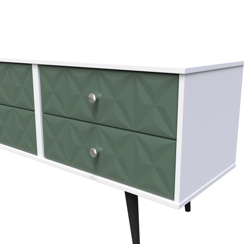 Fully Assembled Herrell 4 - Drawer Chest of Drawers, Labrador Green/White