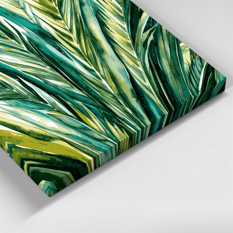 Art mural sur toile vert, feuilles de palmier hawaïennes, H 12 po x l 12 po