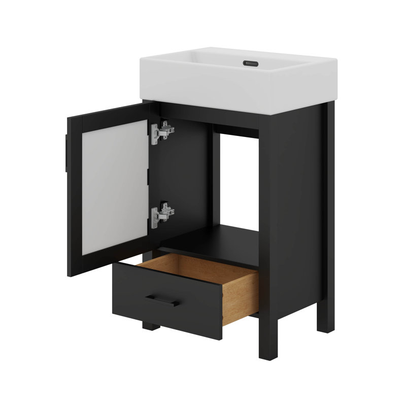 Meuble-lavabo de 20 pouces avec lavabo en céramique et beaucoup de rangement