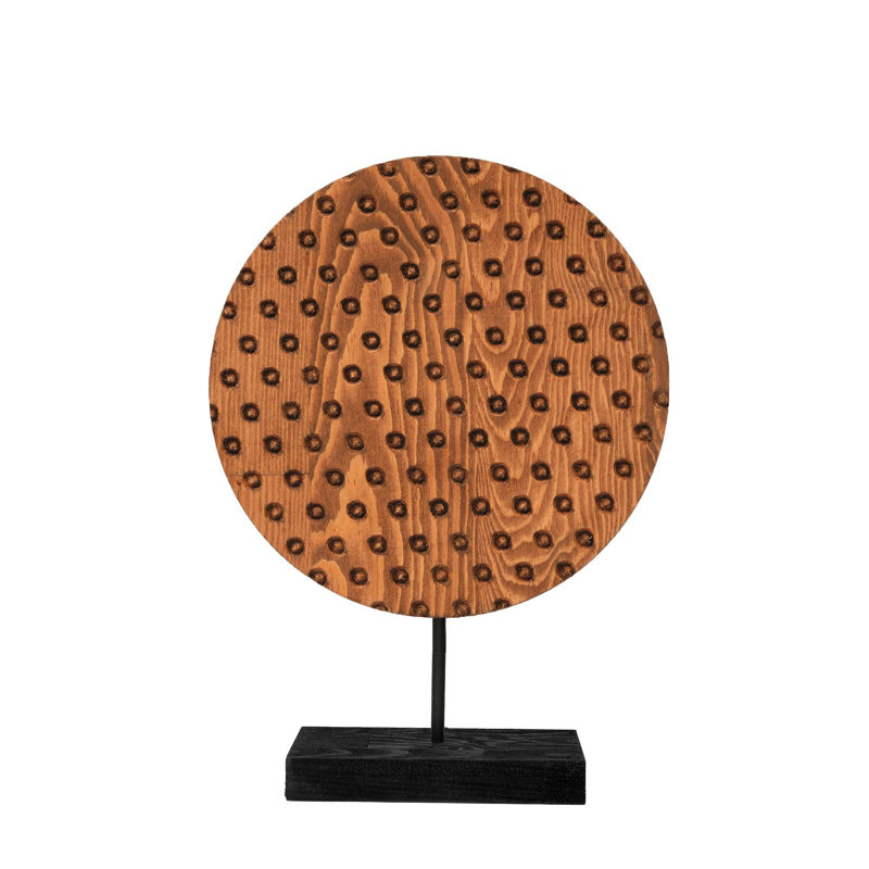 Decorative Object, 10.61" H x 7.86" W x 0.71" D, Black/Walnut