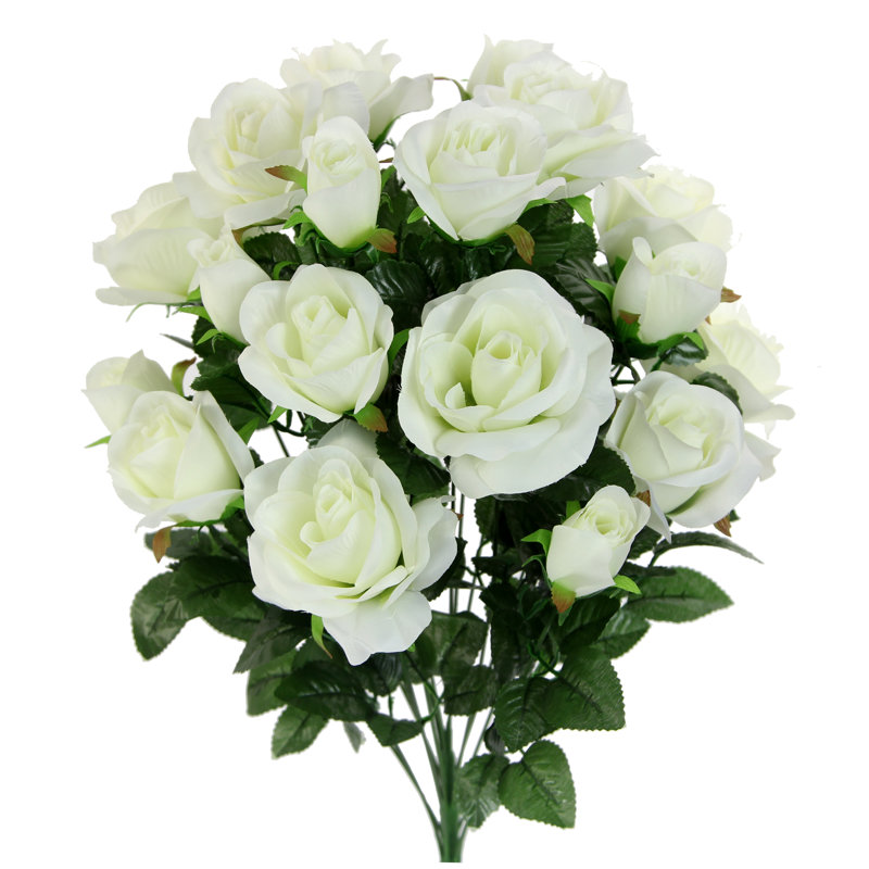 18 rosiers en fleurs artificiels, Crème