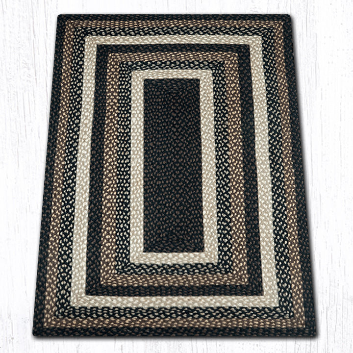  Mocha/Frappuccino Oblong Braided Rug Handwoven Jute, Rectangle 3' x 5'