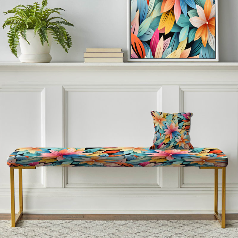 Multicolore motif de mandala boho - banc rembourré floral doré