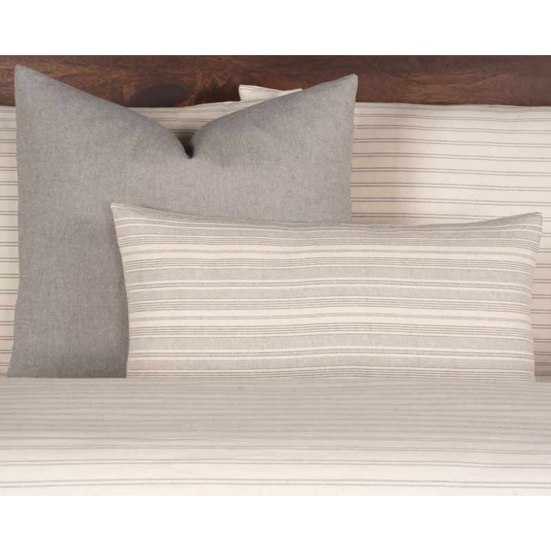 Ensemble de housse de couette 7 pièces Birch Lane, Housse de couette très grand + 5 pièces supplém, Gris / rayé ivoire