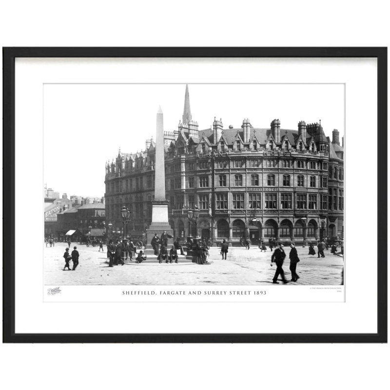 Sheffield, Fargate and Surrey Street 1893 1 Piece Single Picture Frame Wall Art, 60cm H x 80cm W x 2.3cm D