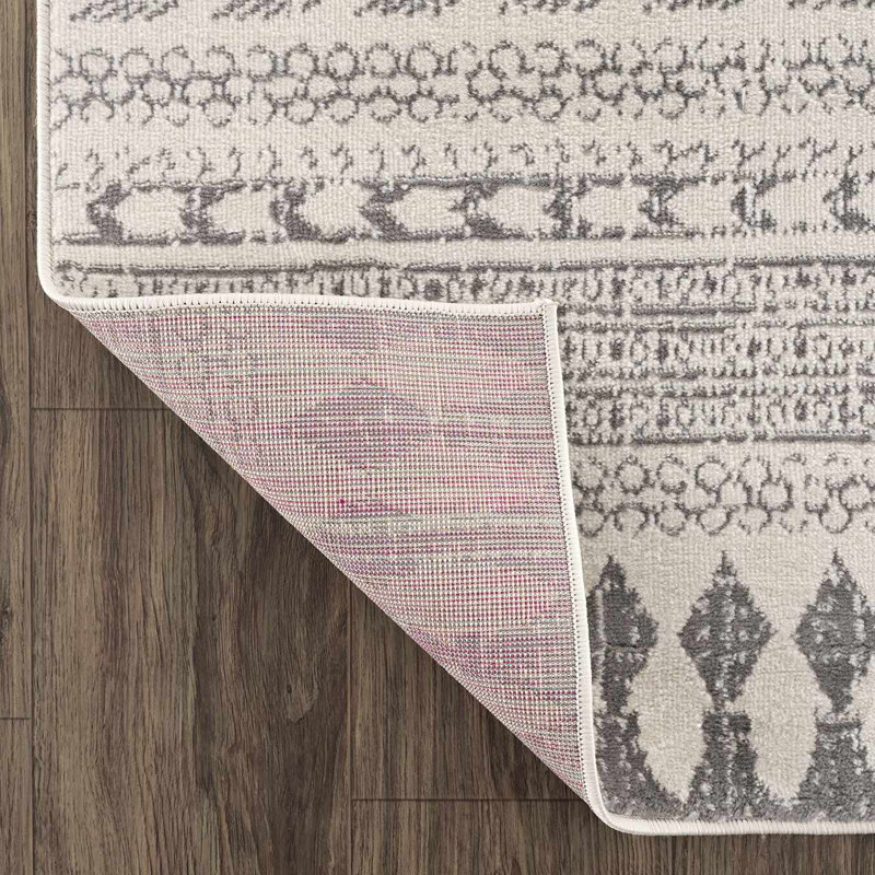 Tapis géométrique ivoire / gris Mcgrane, Tapis de couloir 2 pi 7 po x 10 pi