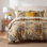 Provence Washed Linen Gold Yellow Victorian Print Shabby Elegance Duvet Cover Set with Pillow Shams