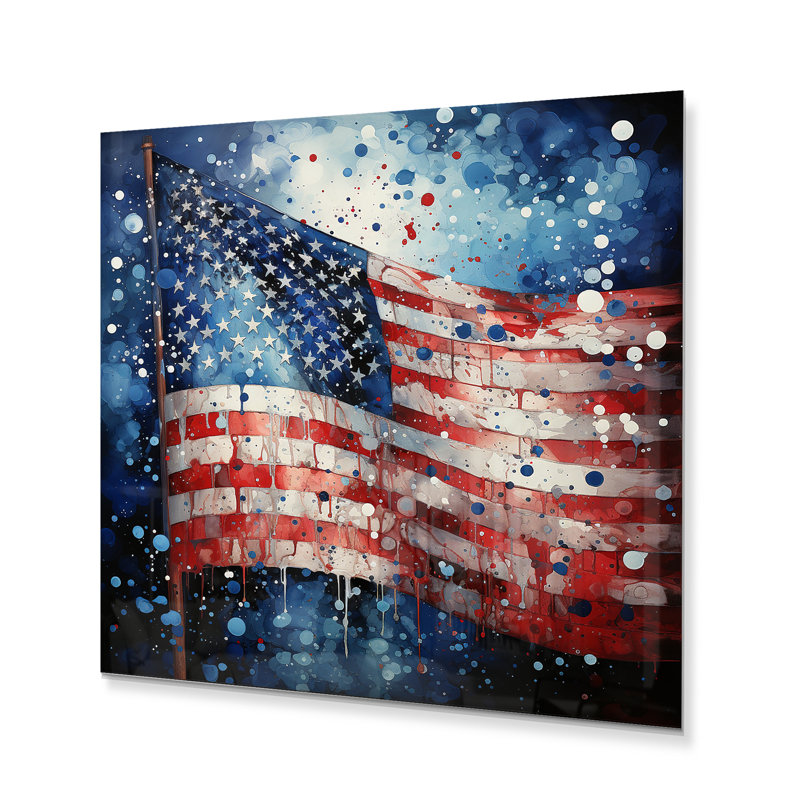 Drapeau américain drapeau II - impression sans cadre sur métal, H 16 po x l 16 po x P 1 po