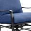 Ensemble de 2 fauteuils pivotants Oroz, coussin bleu marine, métal noir