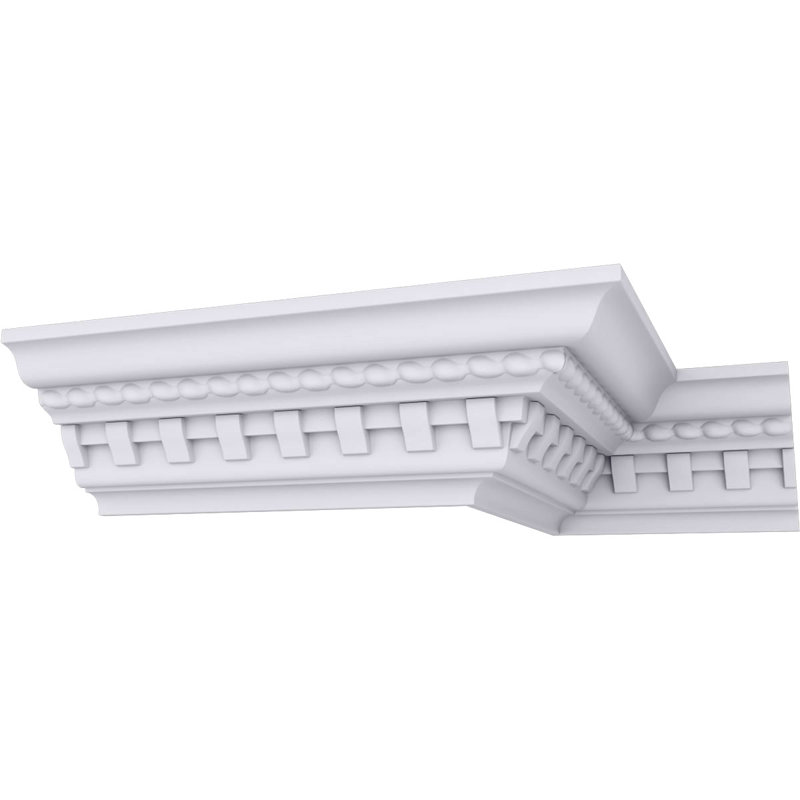 Endurathane BulwarkDentil and Rope Crown Moulding, 3 1/2"H x 3 7/8"P x 5 1/8"F x 94 1/2"L, (1 3/8" Repeat), Factory Primed