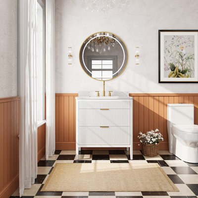 Meuble-lavabo entièrement assemblé avec plateau en marbre d'ingénierie