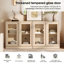 Armoire d'appoint moderne avec 4 portes en verre, commode d'appoint multifonctionnelle avec grand rangement et tablette réglable-1643279036