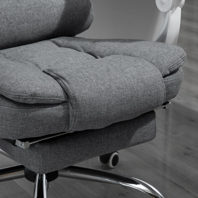Fauteuil de direction avec repose-pieds, fauteuil d'ordinateur en tissu de lin