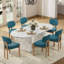 Ensemble de table de cuisine ovale à double piédestal-552246913-552246923