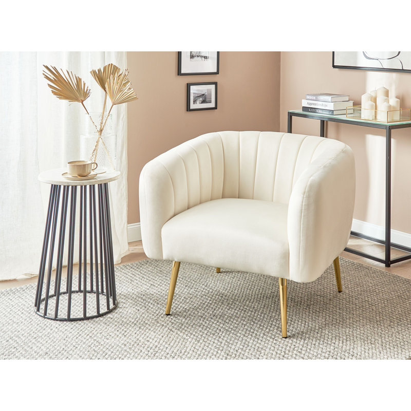 Jairo Velvet Barrel Chair, Beige Velvet