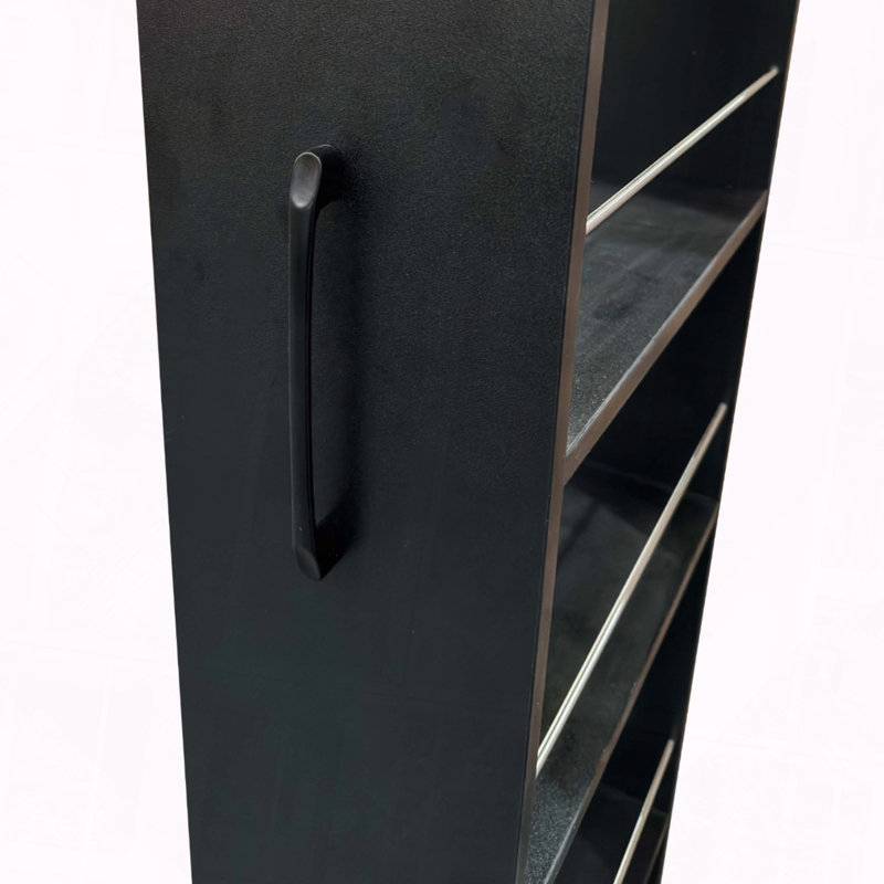 7 Tier Pull Out Storage Shelf Narrow Space Anti Fall Multi Height Design, Black