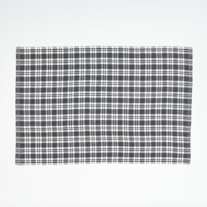 Navy and White Plaid Cotton Kitchen Towels Set of 3