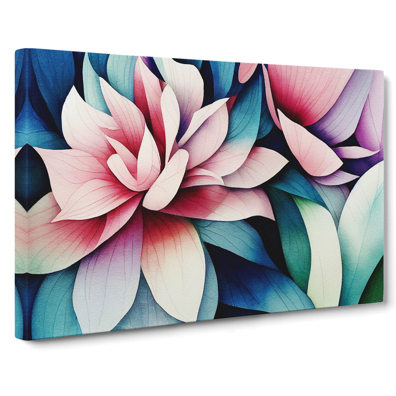 Exciting Watercolour Flowers Abstract - Wrapped Canvas, 35cm H x 50cm W x 3cm D