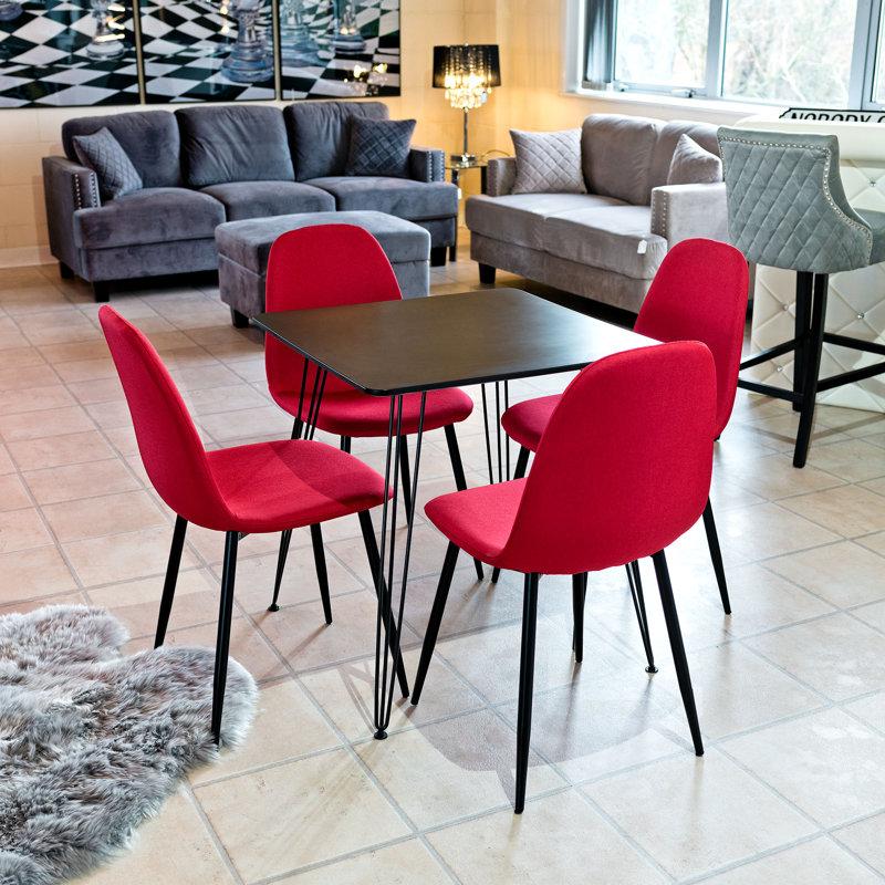 Berrier 4 - Person Dining Set, Red, White