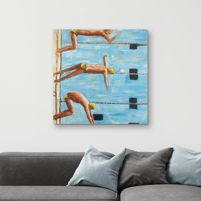 Swimmers - 32"x32" art on canvas