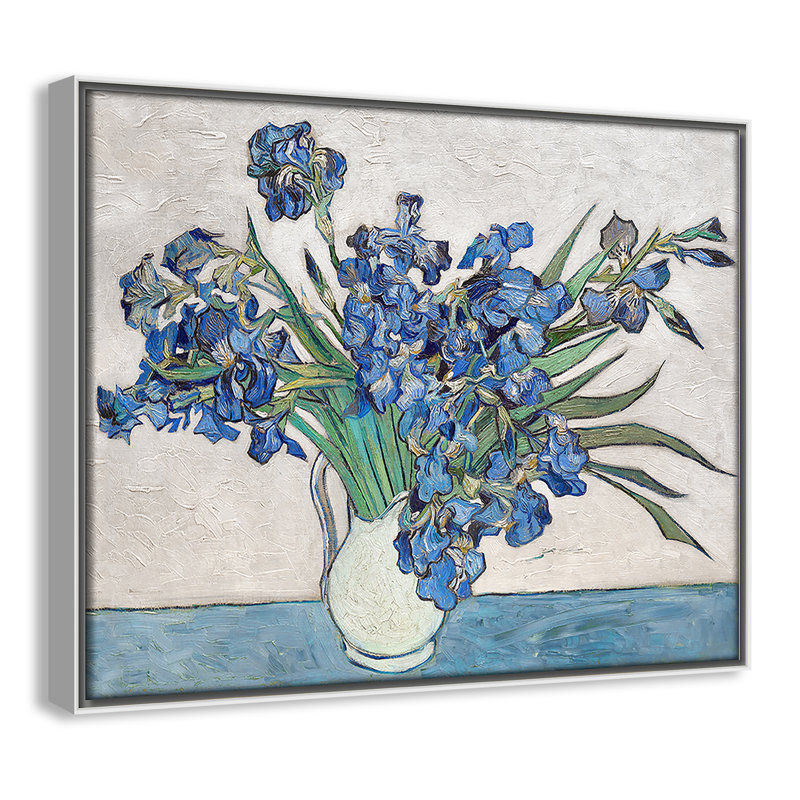 Imprimé iris bleu par Vincent Van Gogh, Pas de tapis, Cadre flottant blanc, H 15,5 po x l 12,5 po