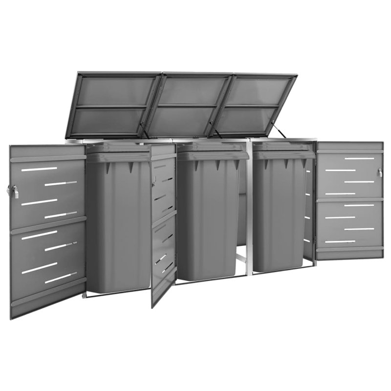 6.79 ft. W x 2.54 ft. D Stainless Steel Horizontal Garbage Shed, Anthracite
