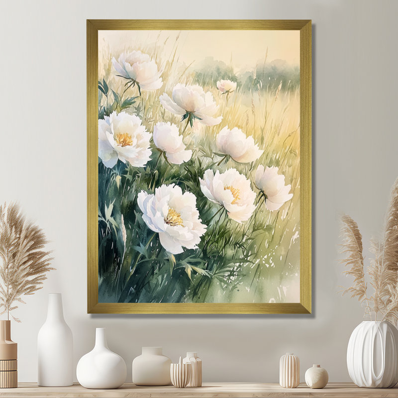Hargrove - Floral Wall Art, H 32 po x l 16 po, Picture Framed, Doré