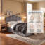 Lit plateforme en velours à panneaux festonnés avec rangement intégré, 140 x 190 cm, gris-344554544-367500875