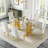 63" Dining Table With Glass Top And Double Pedestal Metal Base-102095471