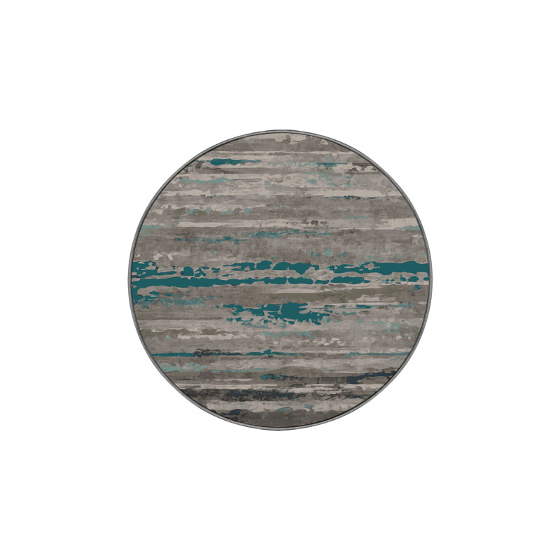 Machine Washable Gray Area Rug GSIX03688, Round 3'