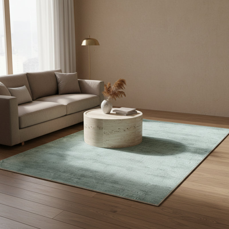 Creative Blue Colorful Patterned Decorative Carpet, Round 4'