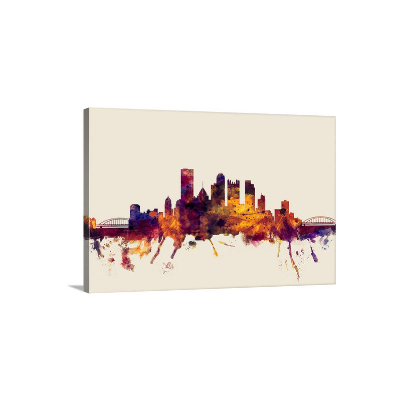 «Pittsburgh Pennsylvania Skyline» par Francy, impression, H 20 po x l 30 po x P 1,5 po, Toile