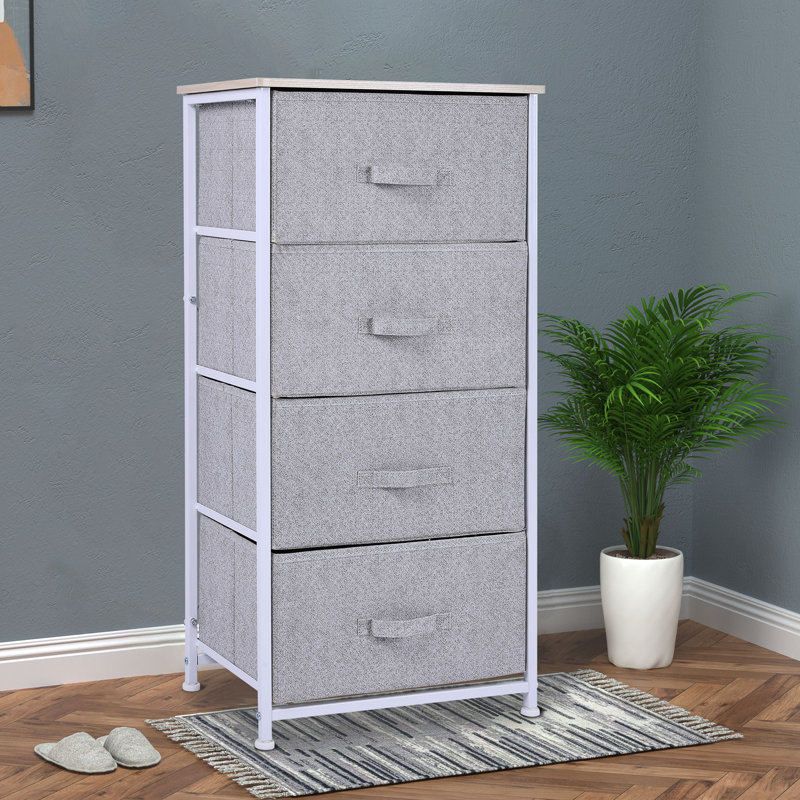 Commode de rangement 4 tiroirs Abing, Blanc