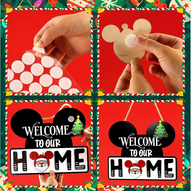 8.66" Mouse Interchangeable Welcome Sign, 22PCS Icons All Season Halloween Christmas Home Decor