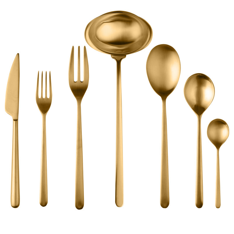 Linea 51 - Piece Stainless Steel Flatware Set - Service for 12, Ice Gold