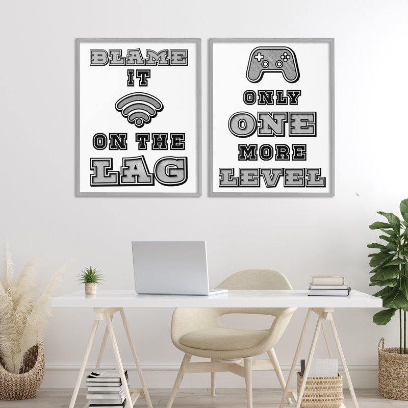 «Black & White Gamer Quotes», ensemble de 2 giclées encadrées, design par Marcus Prime, H 30 po x l 24 po