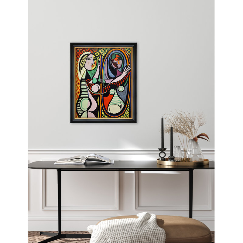 «Girl devant le miroir» par Pablo Picasso, reproduction d'art sur toile de coton sans acide, H 20 po x l 16 po x P 0,75 po