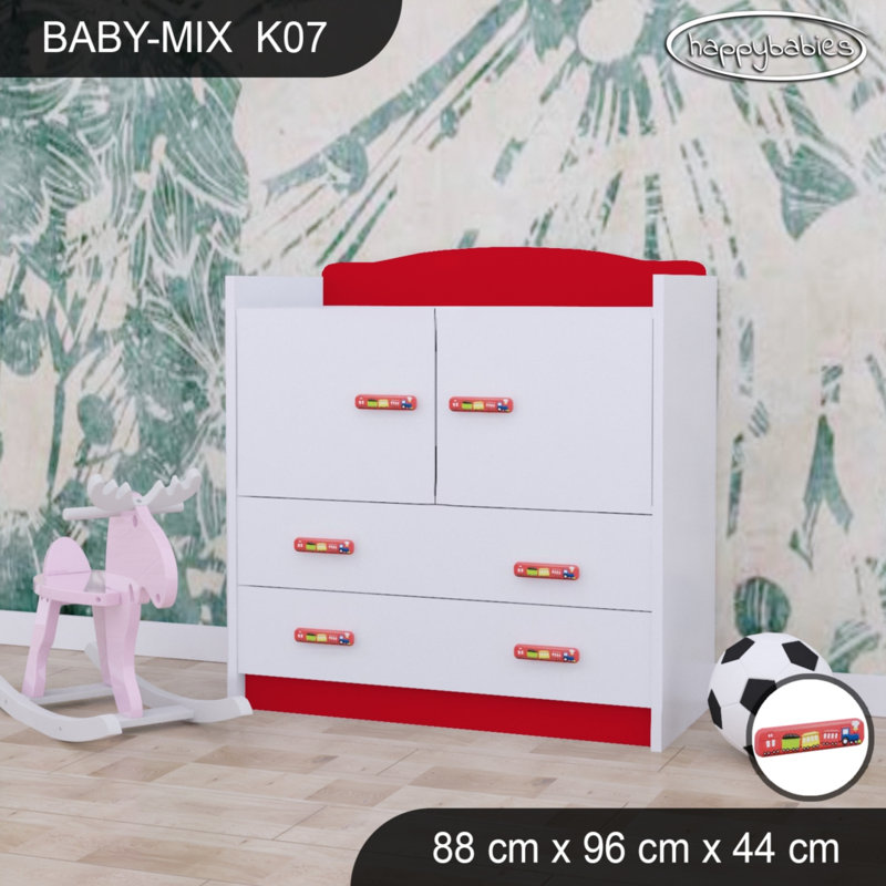 Baby Mix Kids 2 - Drawer Dresser, Red