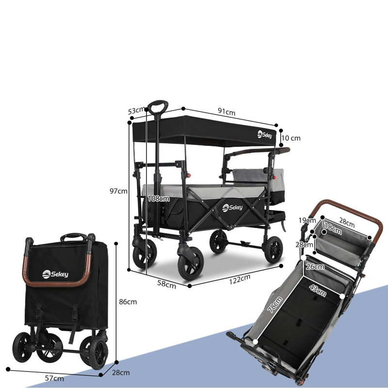 Foldable Garden Cart, Grey/Black