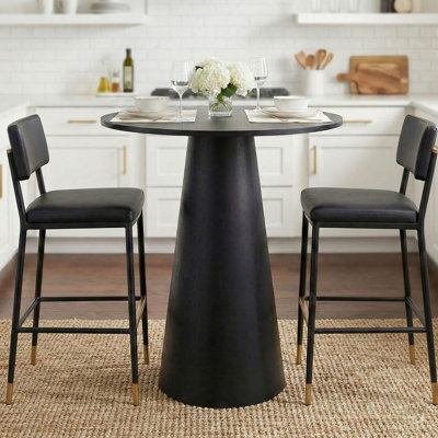 Modern 30" Round Counter Table With Tapered Pedestal Base