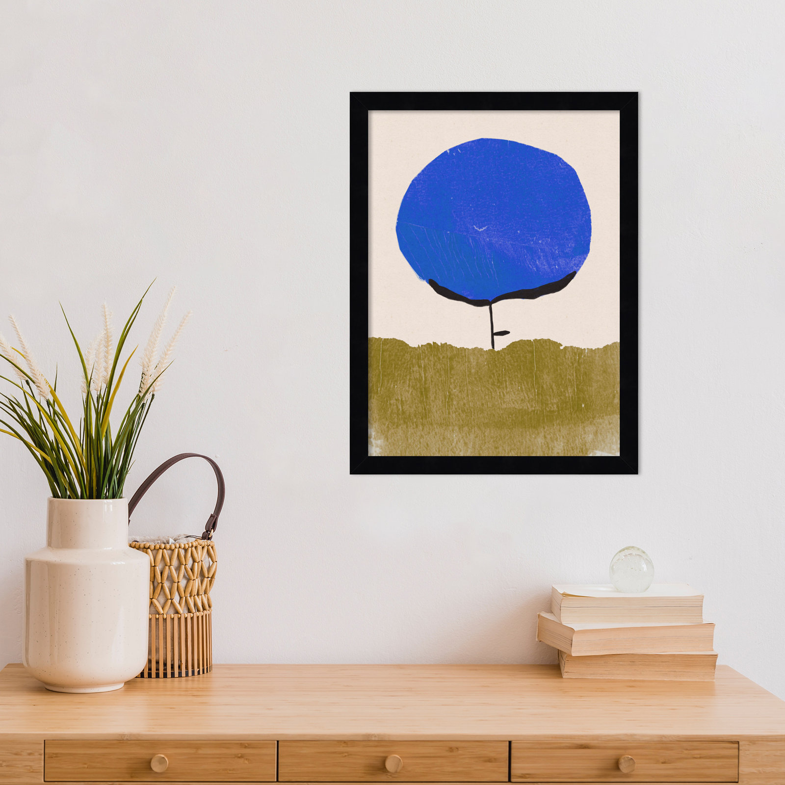 Blue Flower Print by Alisa Galitsyna, Black, 17" H x 13" W