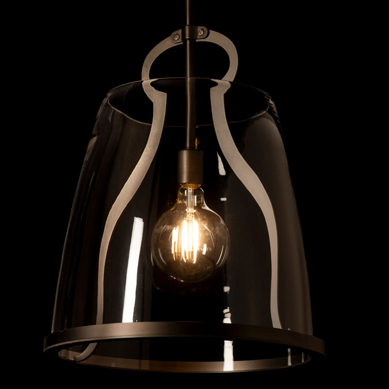 Caliper Large Pendant - Black - Plated Smoke Glass, Clear Glass, Dark Smoke