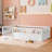 Children's solid wood platform bed with safety rails-369018958-369018959